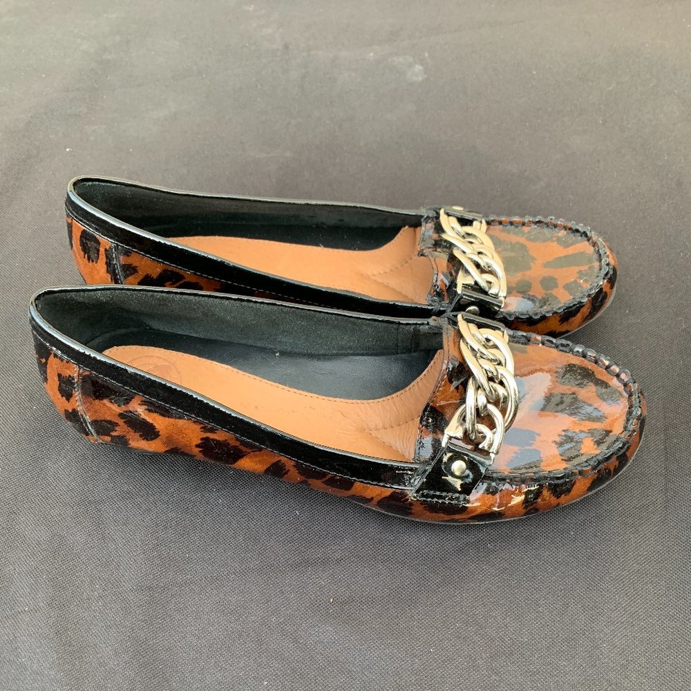 Women's animal print leather flats/loafers 8